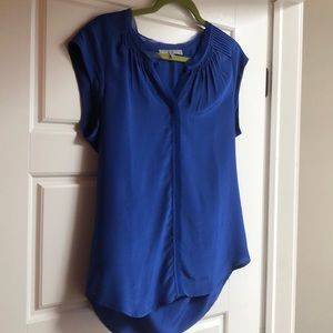 Bright bold blue silk blouse